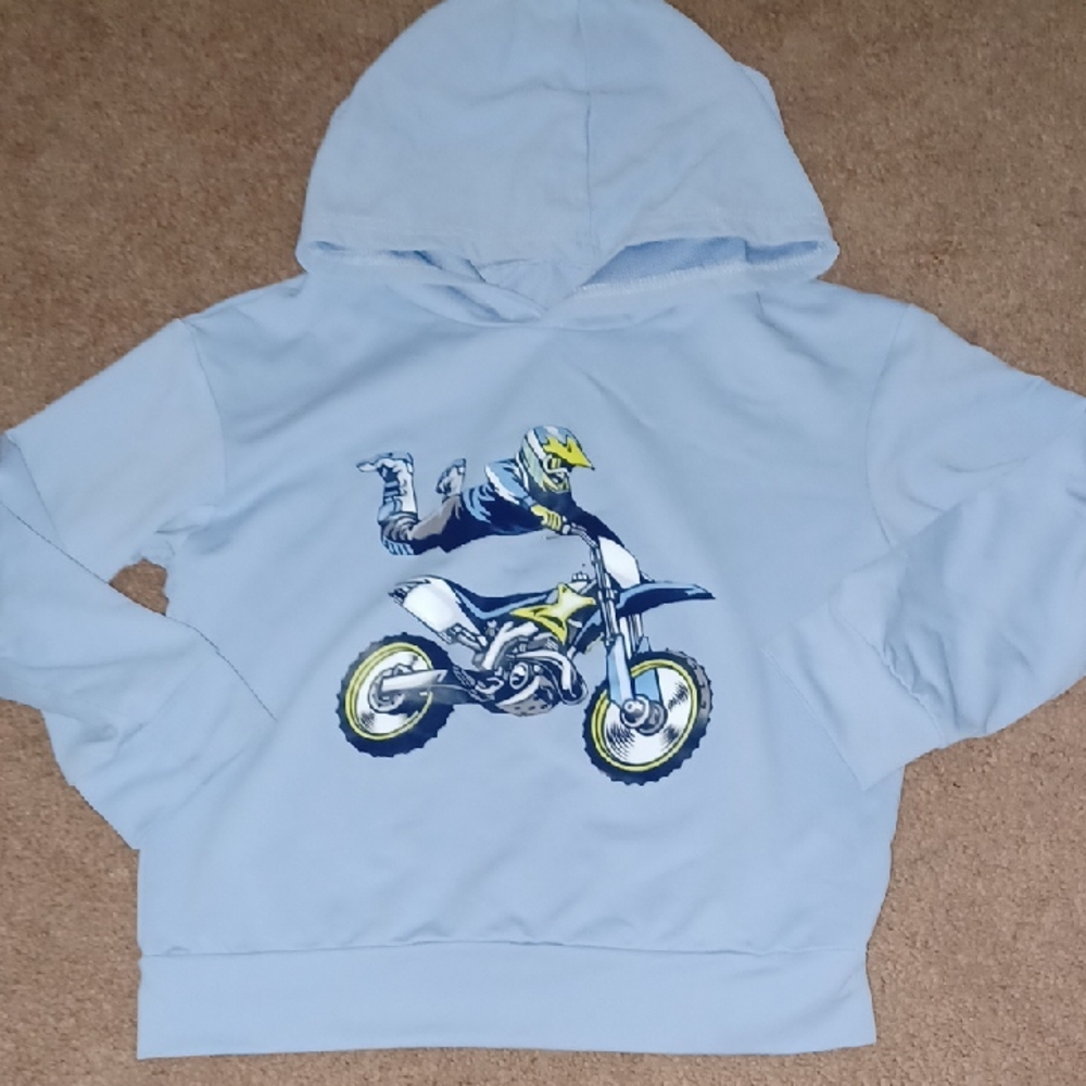 Kids Blue Motorcycle Graphic Hoodie